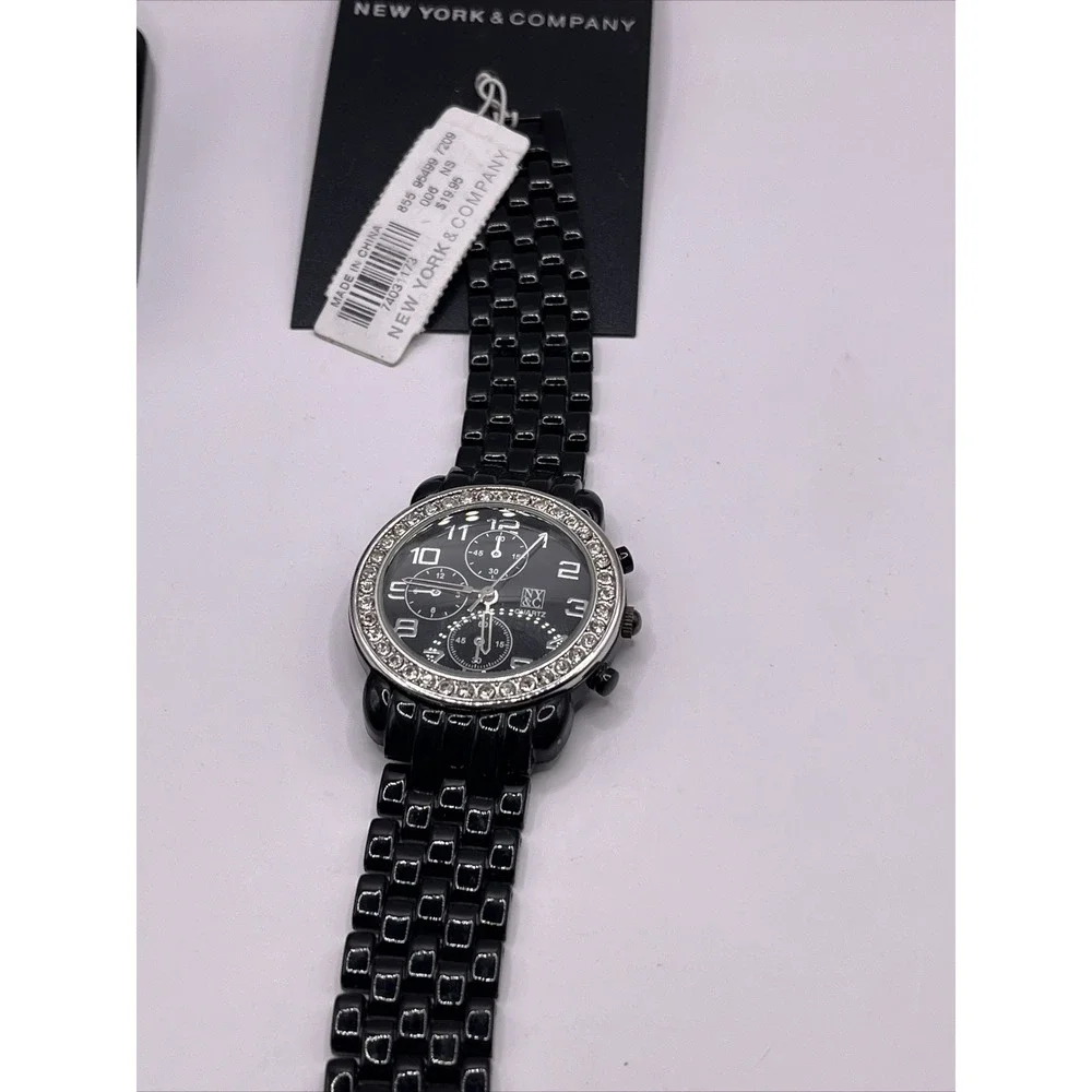 New York‎ & Company Women's Quartz Watch Black Rhinestone- Brand New
